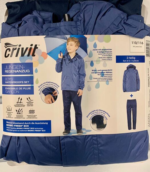 #Lietus jaka+bikses zēniem 110-116cm/Gaiši zila jaka ar tumši zilām biksēm