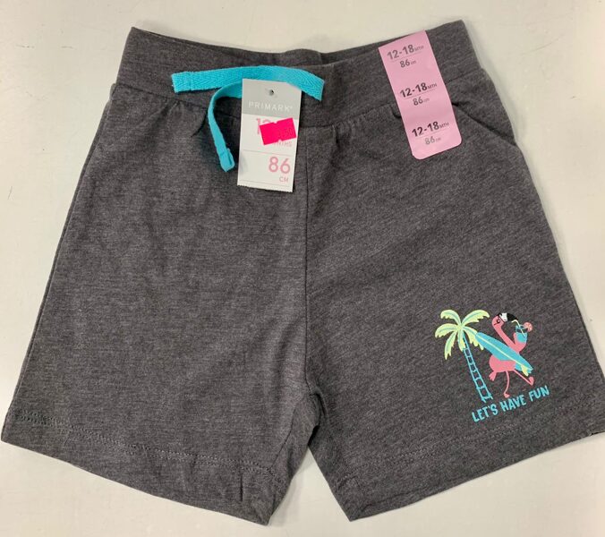 #Šorti 12-18 mēn./86cm/Pelēki ar flamingo/Let's have fun.