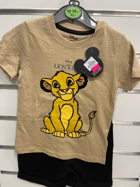 Vasaras komplekts zēniem 18-24 mēn./92cm/Melni šorti+īsroku krekls/Lion king