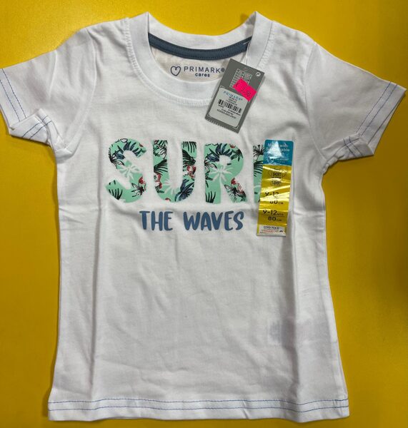 Īsroku krekls 9-12 mēn./80cm/Balts/Surf the waves
