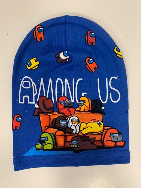 Cepure/One size/Spilgti zila/Among Us cilvēciņi uz dīvāna.