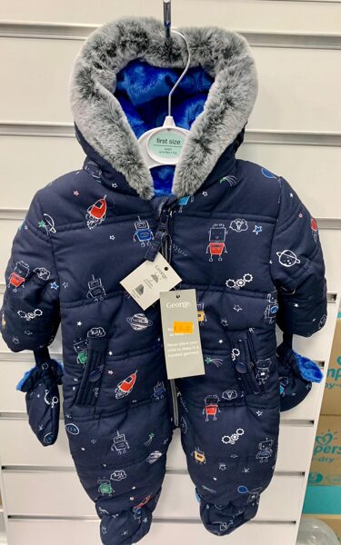 Ziemas kombinezons/First size/līdz 4,1 kg/Zils ar robotiem un raķetēm/George