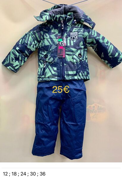 Ziemas jaka+ziemas bikses/36 mēn./Zilas bikses+jaka ar zaļiem elementiem/Snow fashion 79.