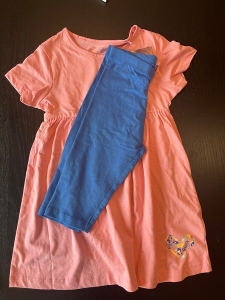 #kostīms 110-116cm/roza augša-gara tunika+šie šorti-zili/Lupilu