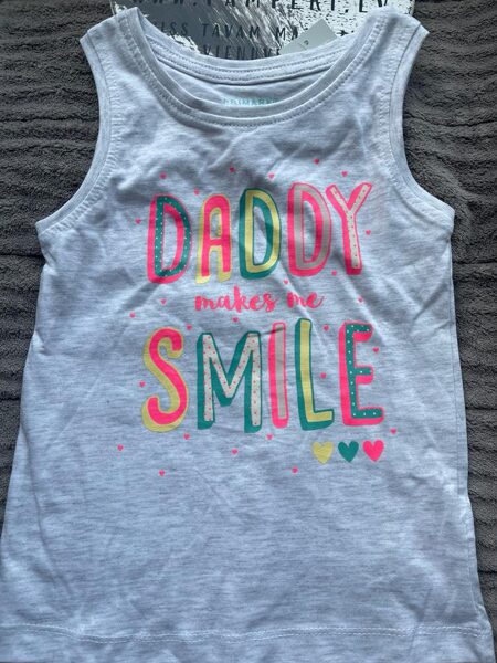 #bezroku krekliņš 2-3 gadi, 98c, gaiši pelēks ar uzrakstu daddy makes me smile