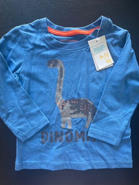 #krekls ar garām rokām/80cm/9-12m/zils ar nonozauru