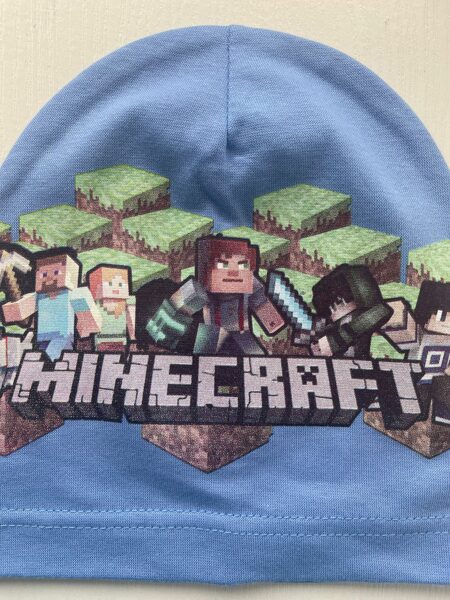 Puišu cepure/plāna/gaiši zila/MINECRAFT/platums 20 cm/dziļums 21 cm
