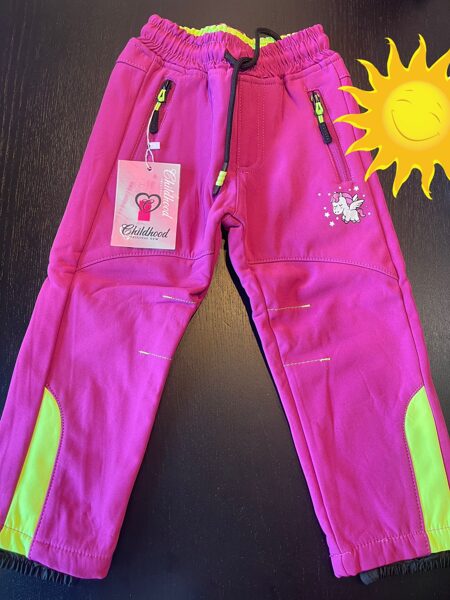 #LIETUS bikses/siltinātas/spilgti lillīgi/rozā ar zaļu atstarojošu mat./86cm