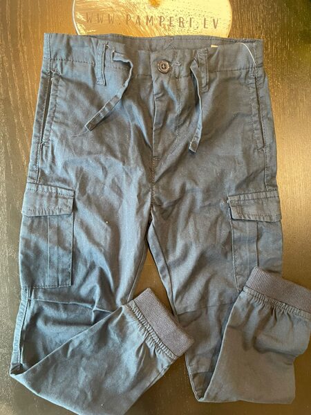 #Bikses 104-110cm/zilas/auduma/ar kabatām sānos, gumija apakšā