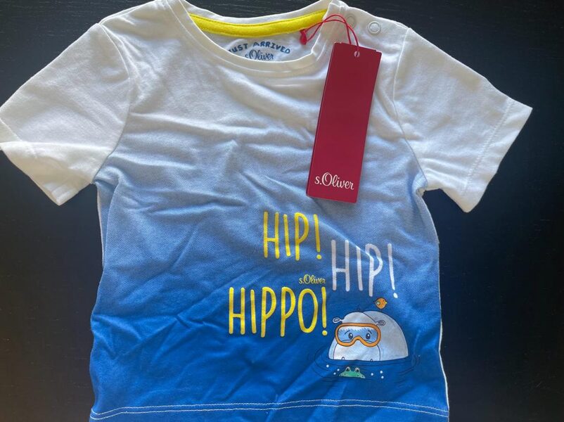 #tkrekls OLIVER/68cm/balts ar zilu+uzraksti