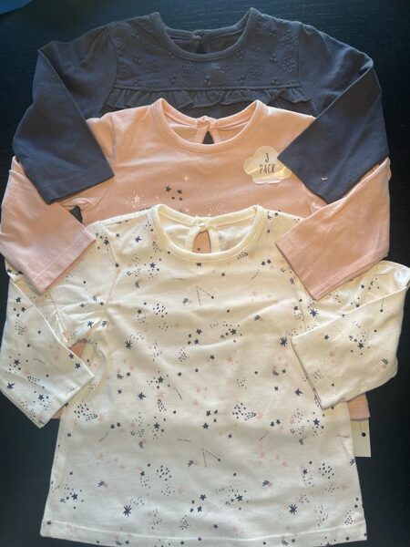 #Komplekts maiciņas ar garām rokām/68cm/3-6m/peleka+bēša+balti raiba