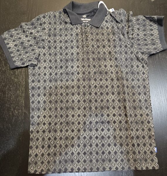 # polo krekls melns ar gaišiem rombiem 152cm/12 gadi /JACK&JONES