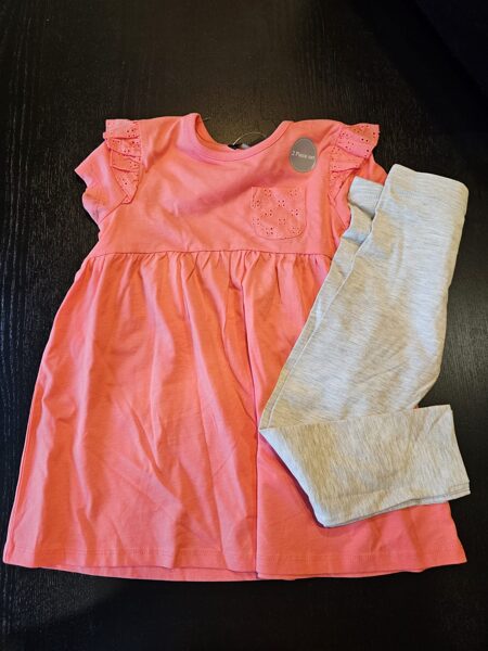 #LEGING gaiši pelēki+TUNIKA rozā/98-104CM/3-4 GADI