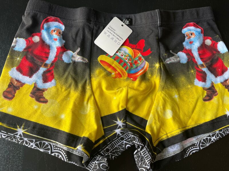 #Apakšbikses vīriešu ziemassvētku tematika/XL /melnas ar dzeltenu-zms vec.ar zvaniem