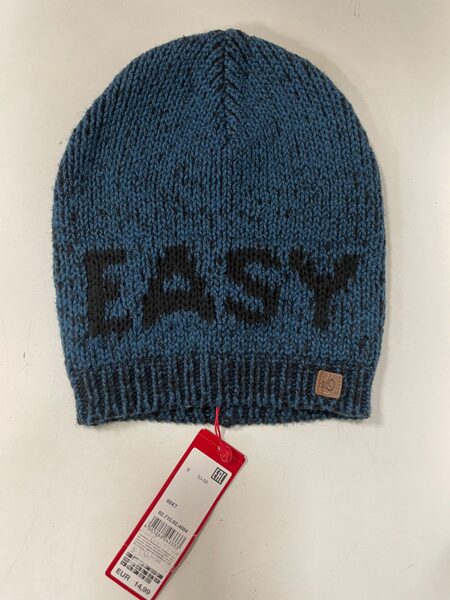 #Adīta cepure/53-56/ vienkārša/zilgana, uzraksts EASY/ Oliver