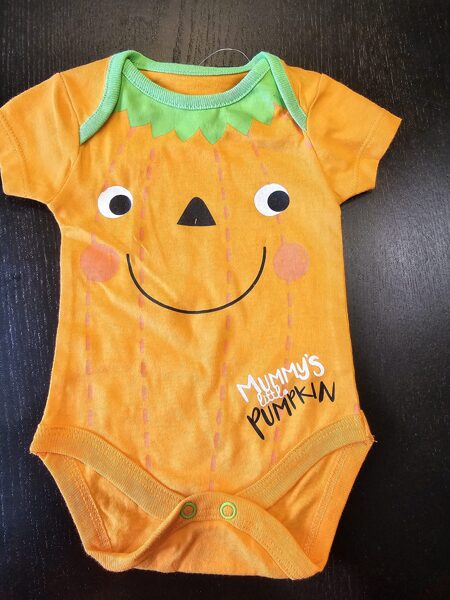 # body oranž ķorbis ar uzrakstu MUMMYS LITTLE PUMPKIN 56 cm