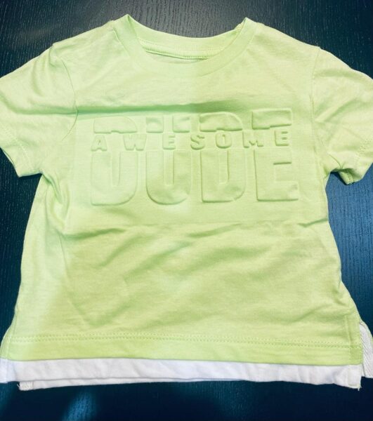 #īsroku t-klekls.80-86cm/spilgti zaļš ar uzrajstu un baltu apakšu