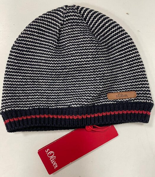 #Cepure/melna ar baltu/adīta/48-51cm/ar kokvilnas oderi/Oliver