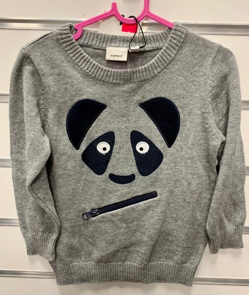 Džemperis pelēks ar melnu/suns print/rāvējslēdz. NAME IT 92 CM