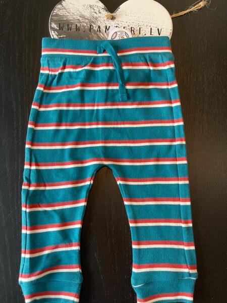 # bikses zaļas ar baltām un brūnām strīpām 68-74cm