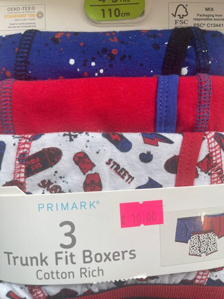 Apakšbikses zēniem 3gb/Boxer/4-5gadi/110cm/ zils+sarkans+balts-raibi