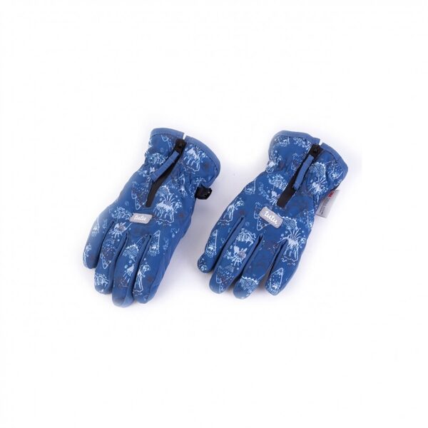 #TUTU CIMDI/2-4G/ZIEMA/pirkstaiņi/zilas/ar baltu dzīvn.printu/ar ravejsledzeju